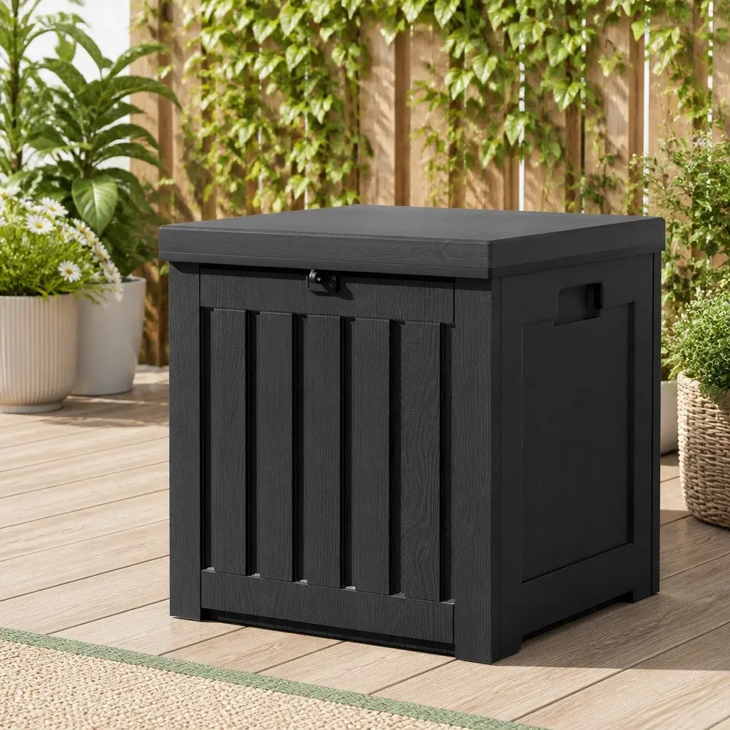 Lockable Outdoor Storage Box 80L Bench Seat in Black