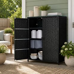 High-Quality Outdoor Storage Cabinet with Wicker Design