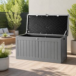Lockable Garden Bench Storage Box 190L Grey
