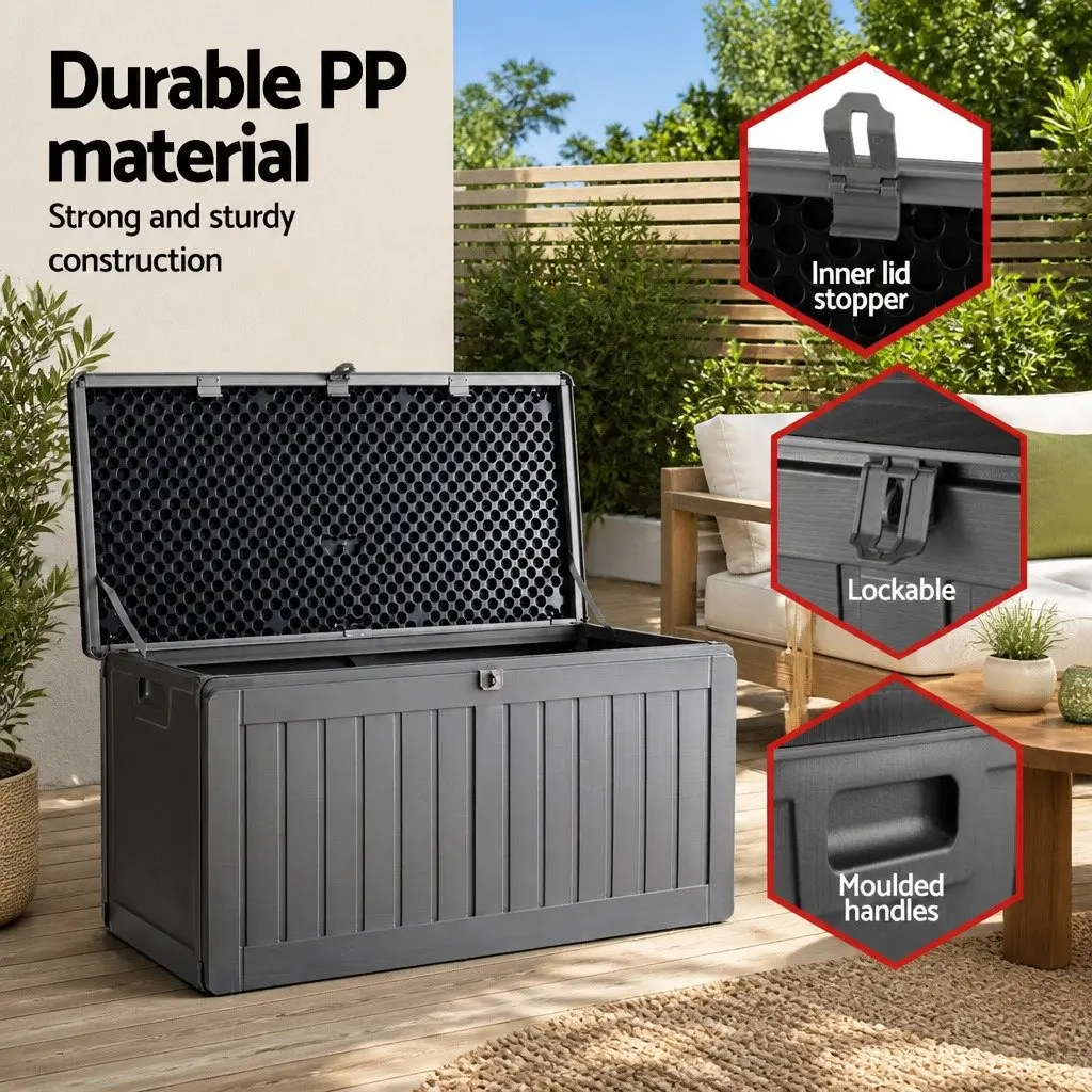 Outdoor Storage Box Polypropylene 190L Grey