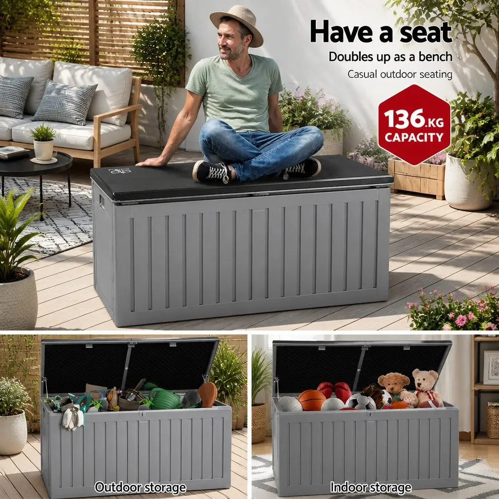 270L Outdoor Storage Box with Bench Seating