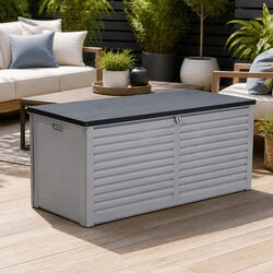 490L Lockable Garden Bench Storage Box in Grey
