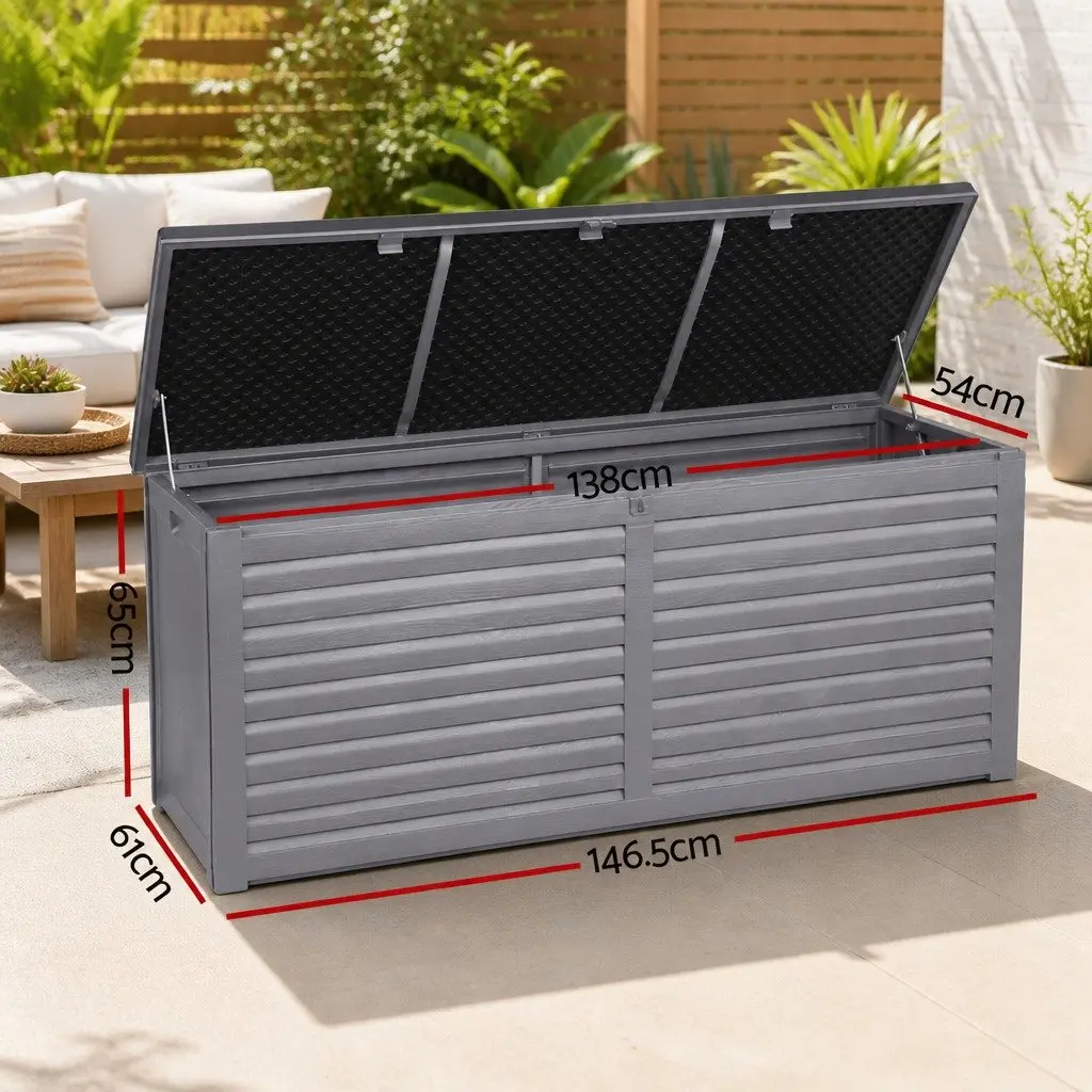 490L Lockable Garden Bench Storage Box in Grey