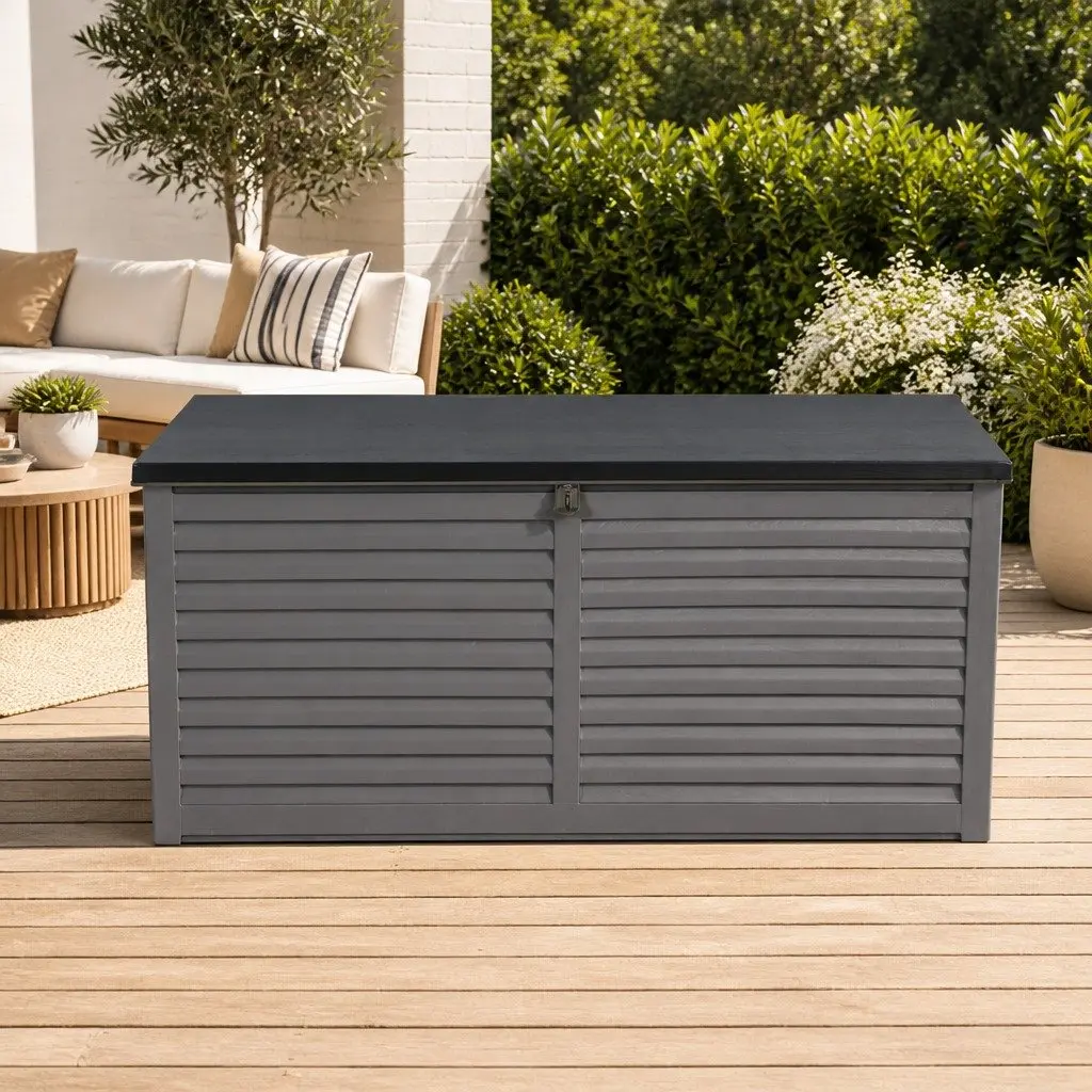 490L Lockable Garden Bench Storage Box in Grey