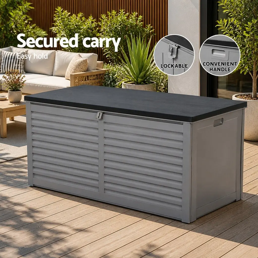490L Lockable Garden Bench Storage Box in Grey