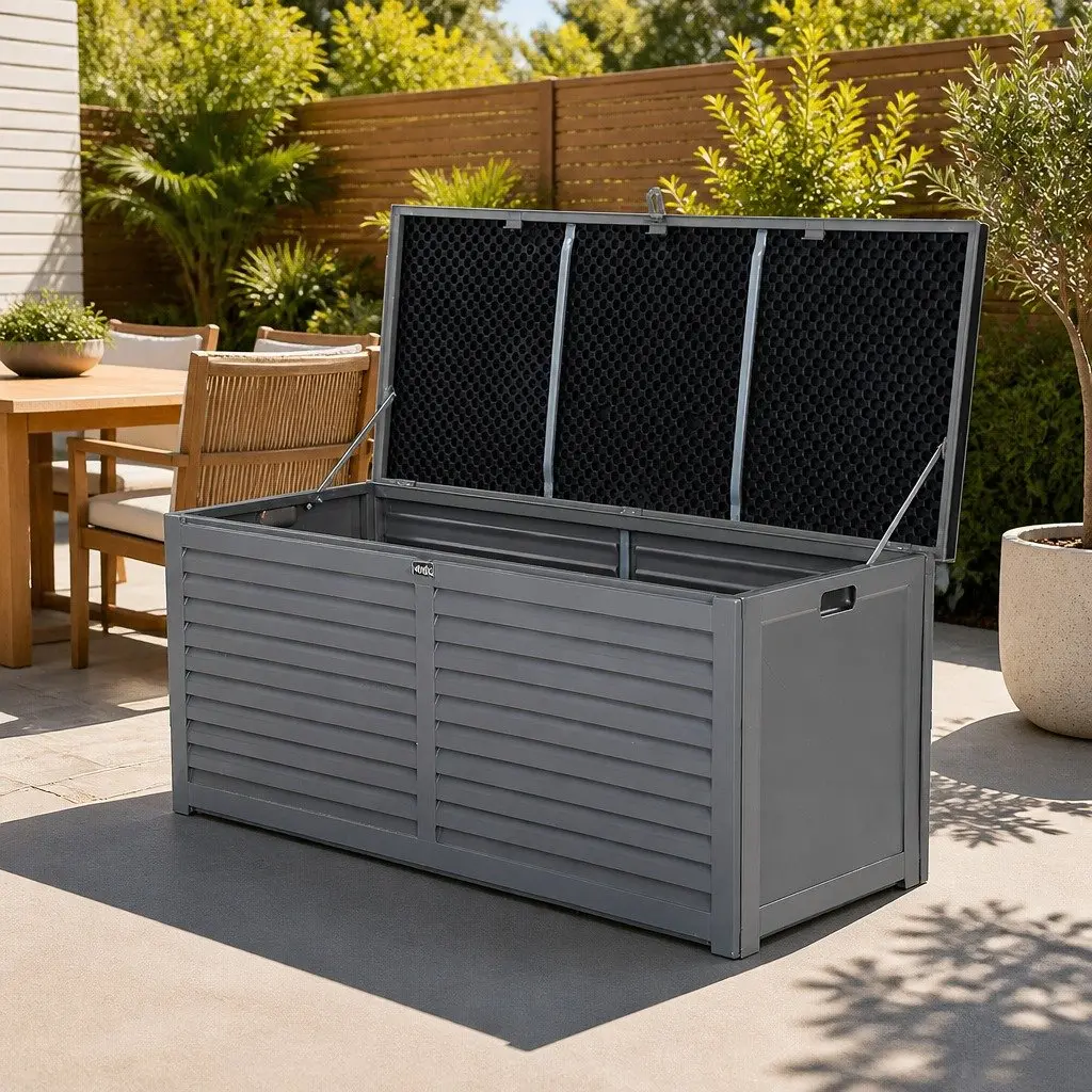 490L Lockable Garden Bench Storage Box in Grey