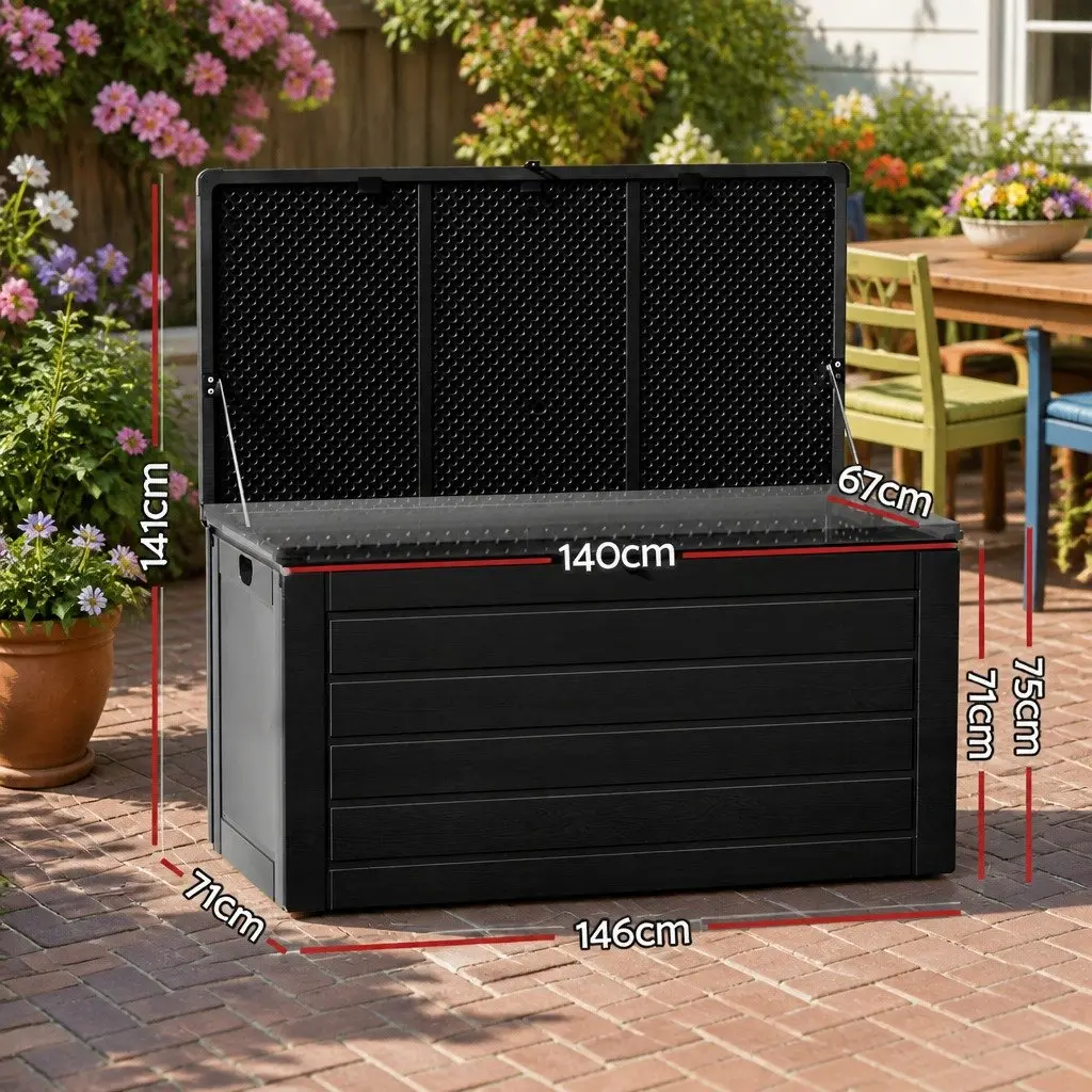 Outdoor Storage Box Polypropylene 146cm x 71cm x 75cm Black