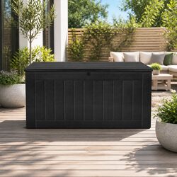 Durable Black Outdoor Storage Box 830L with Bench Function