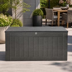 Durable 830L Lockable Outdoor Storage Bench in Black/Grey