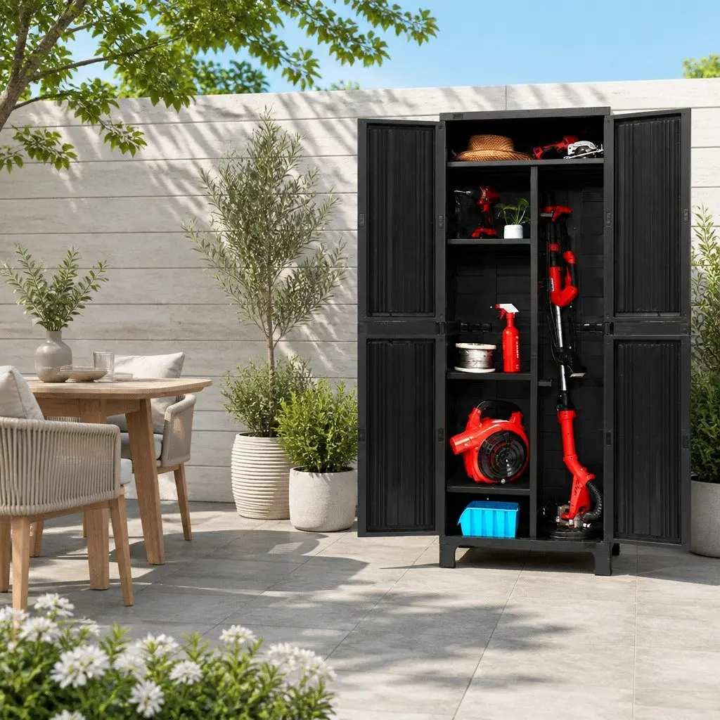 Outdoor Storage Cabinet Box with Lockable Doors