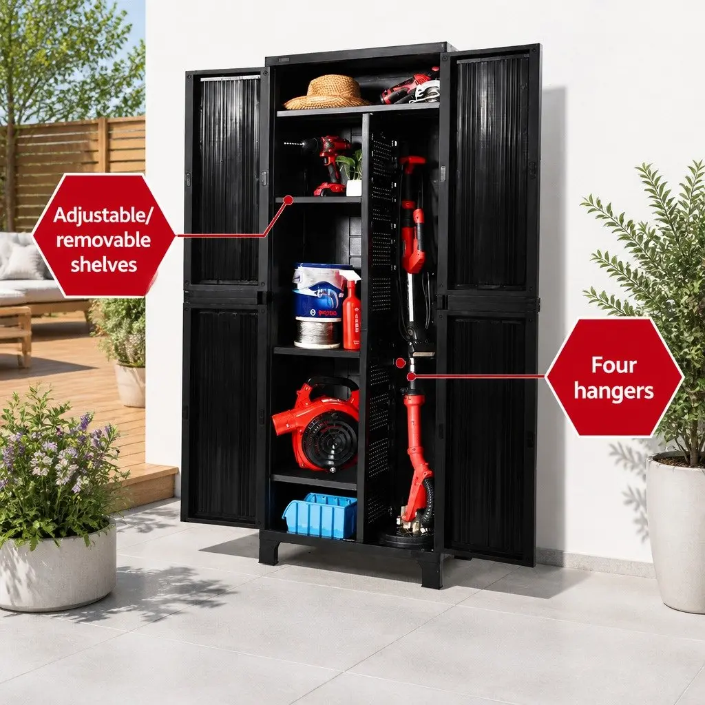 Outdoor Storage Cabinet Box with Lockable Doors