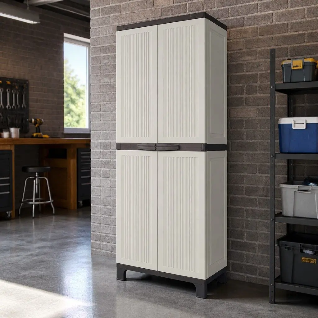 Lockable Outdoor Storage Cabinet with Adjustable Shelves