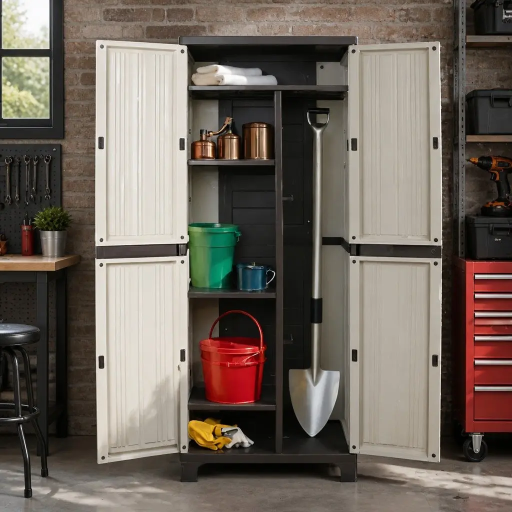 Lockable Outdoor Storage Cabinet with Adjustable Shelves