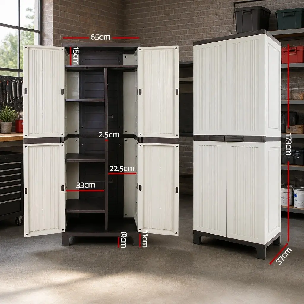 Lockable Outdoor Storage Cabinet with Adjustable Shelves