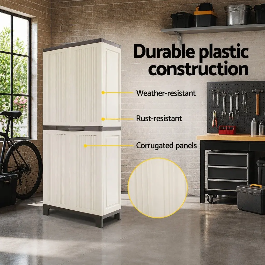Lockable Outdoor Storage Cabinet with Adjustable Shelves