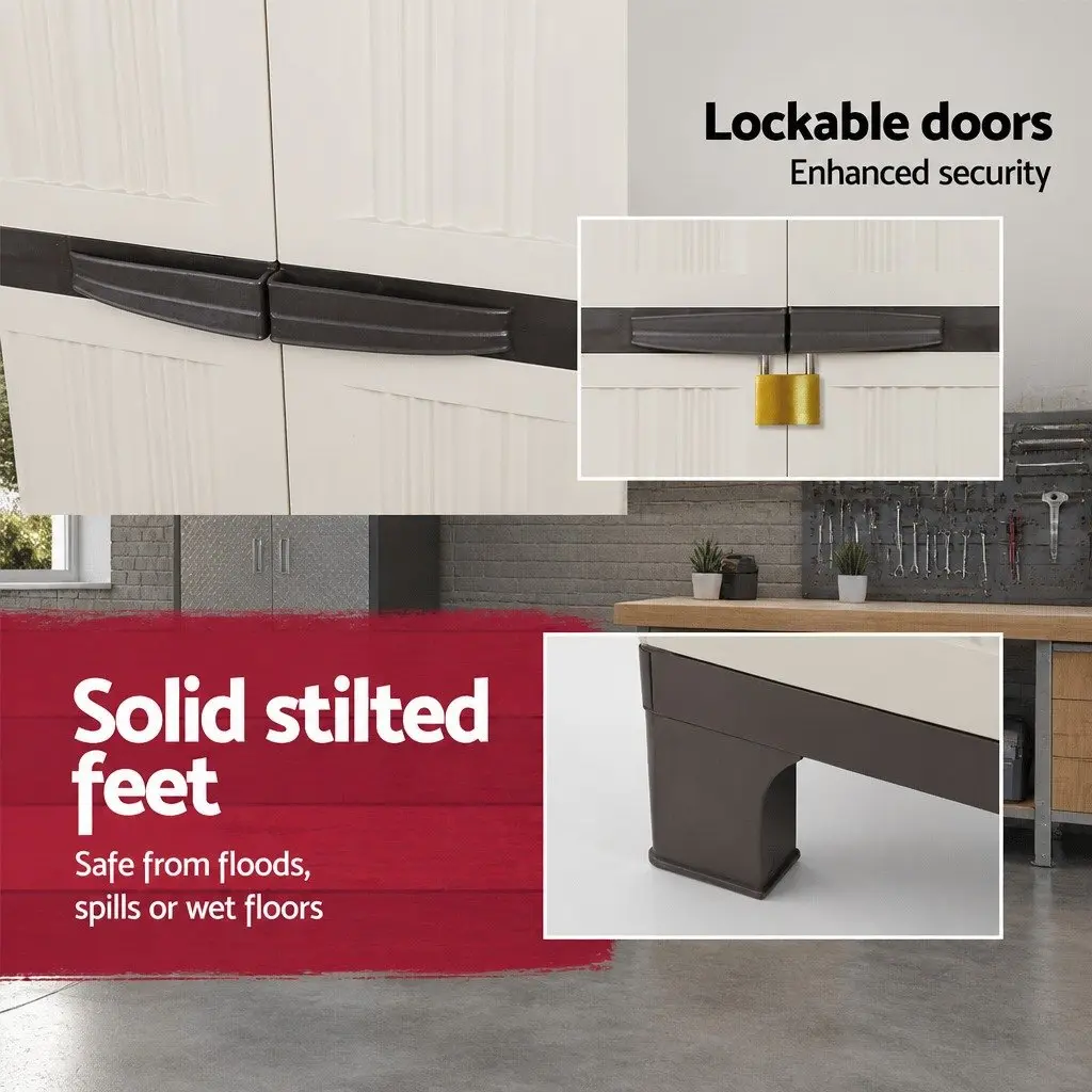 Lockable Outdoor Storage Cabinet with Adjustable Shelves