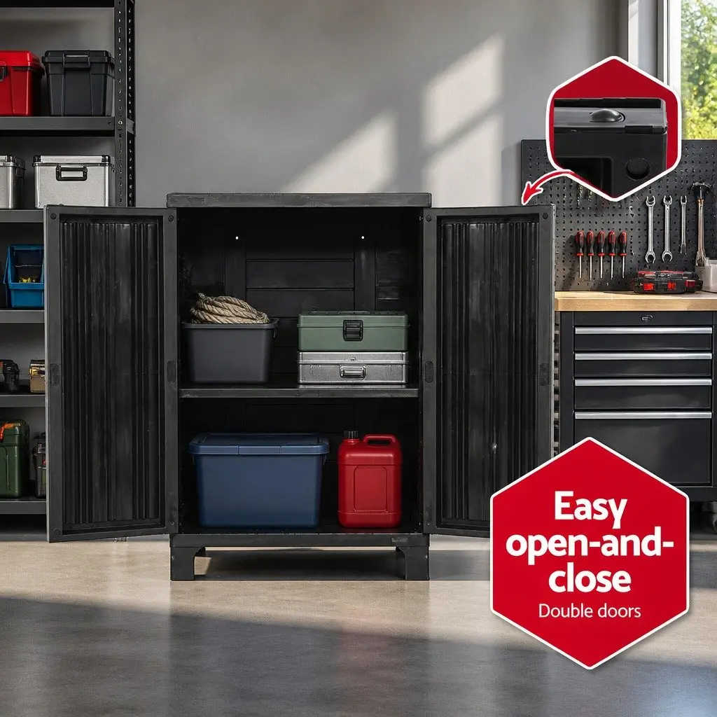 Outdoor Storage Cabinet with Lockable Doors