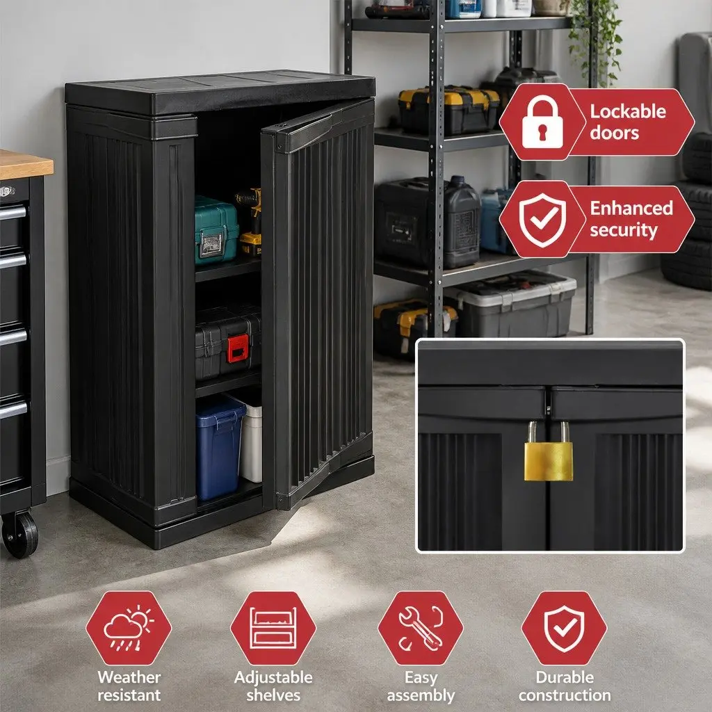 Outdoor Storage Cabinet with Lockable Doors