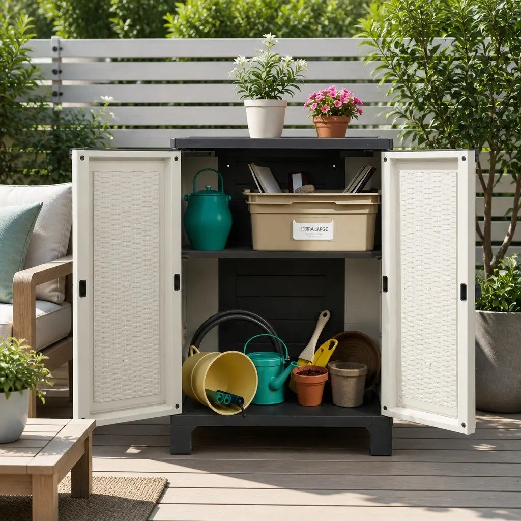 Outdoor Storage Cabinet with Lockable Doors