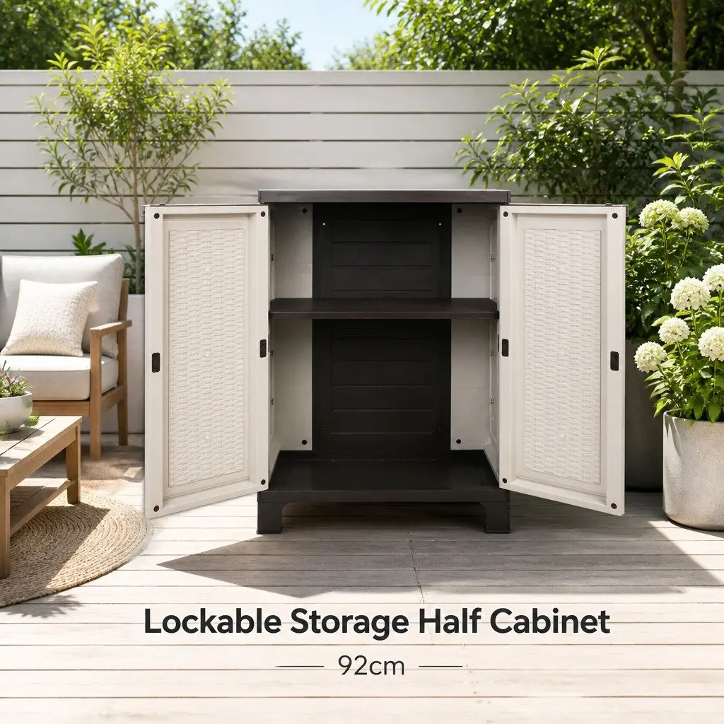 Outdoor Storage Cabinet with Lockable Doors