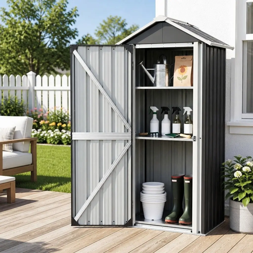 Steel Outdoor Vertical Garden Shed with Lockable Doors