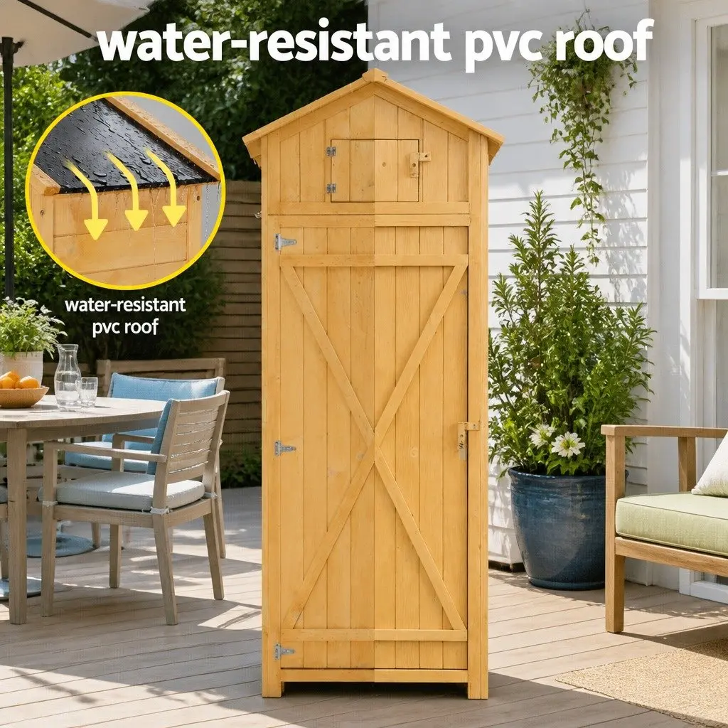 Outdoor Storage Cabinet Wooden 182x42x65cm Natural