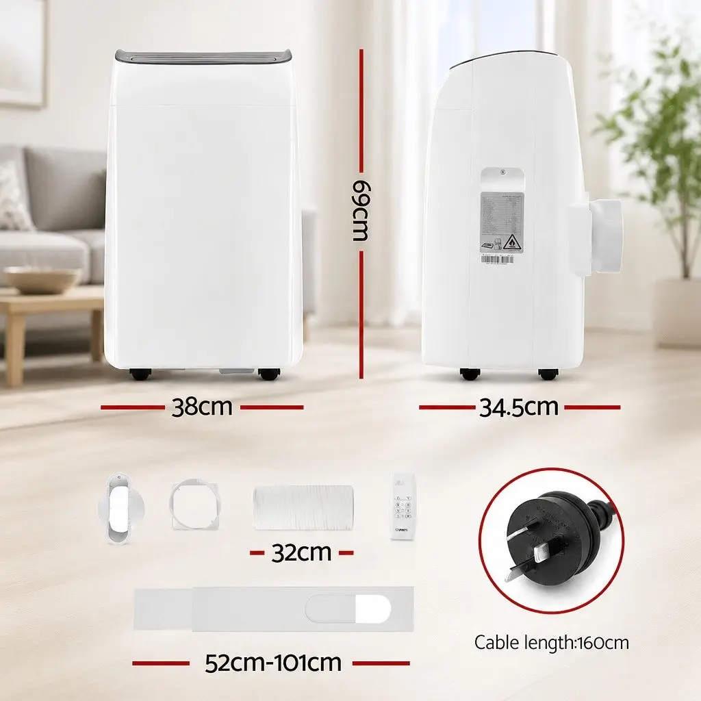 Portable Air Conditioner 12000BTU Cooling Dehumidifier Fan 3-in-1 White Remote