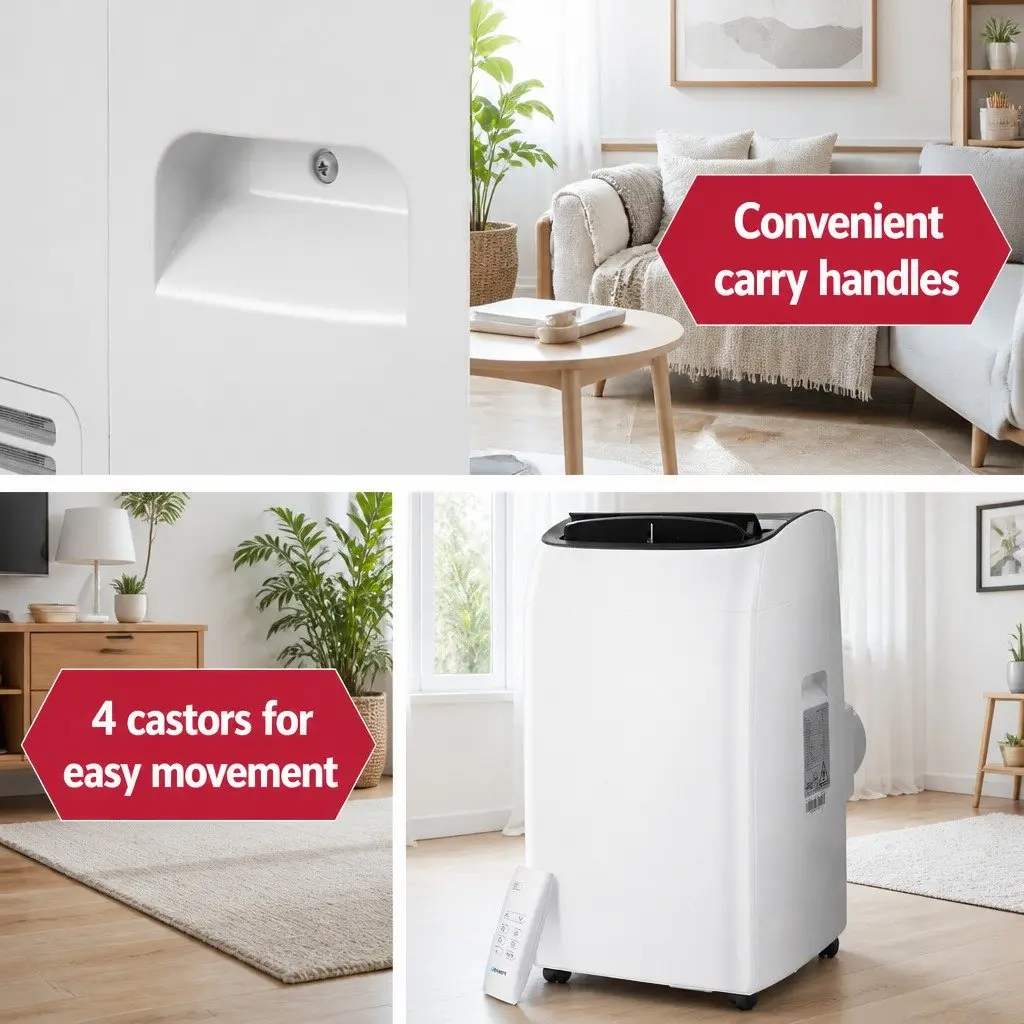 Portable Air Conditioner 12000BTU Cooling Dehumidifier Fan 3-in-1 White Remote