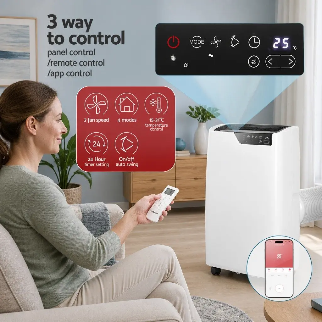 Portable Air Conditioner 12000BTU Dehumidifier Fan Remote Control White