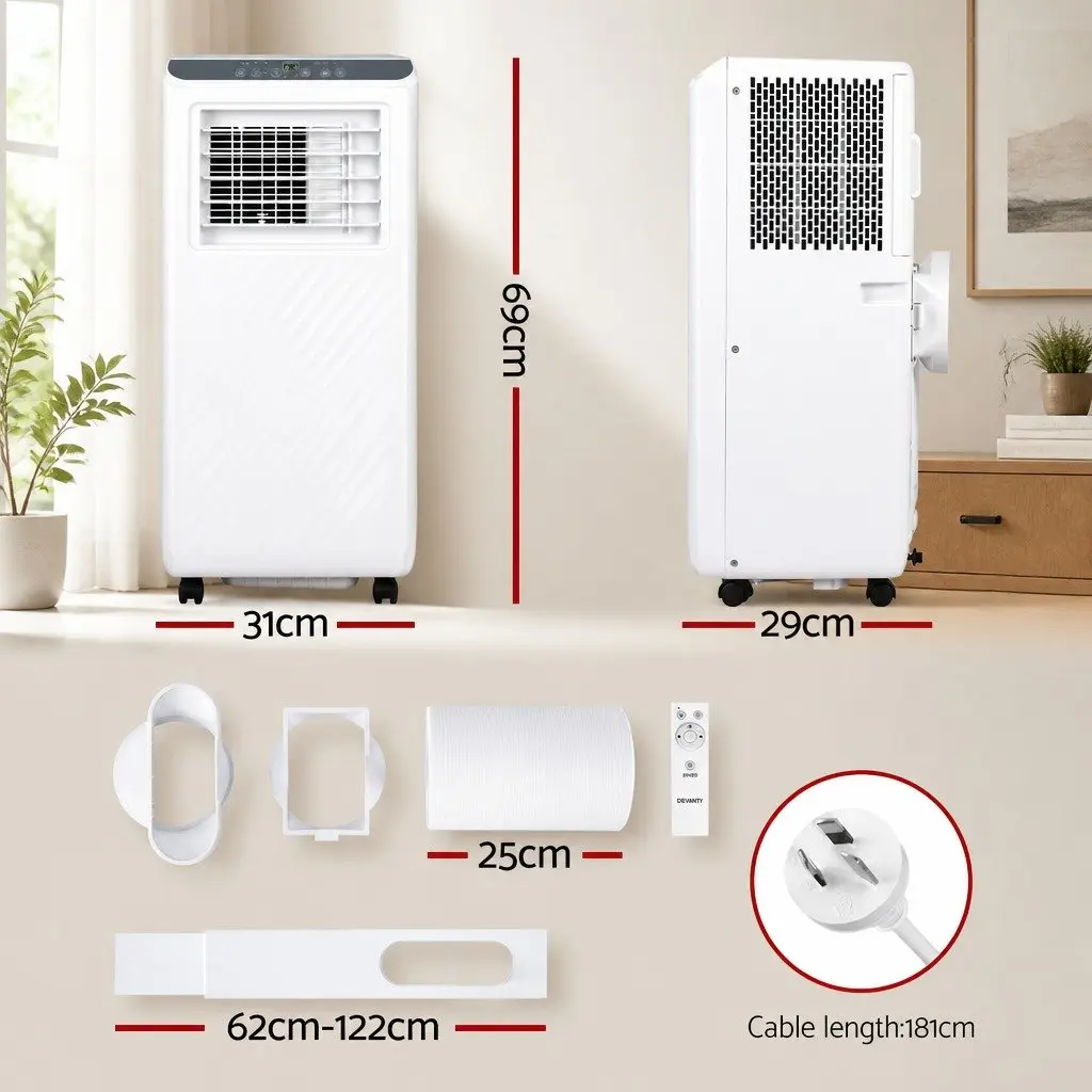 Portable Air Conditioner 7000BTU Dehumidifier Fan 3-in-1 Unit White