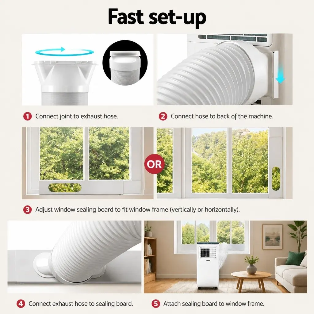 Portable Air Conditioner 7000BTU Dehumidifier Fan 3-in-1 Unit White