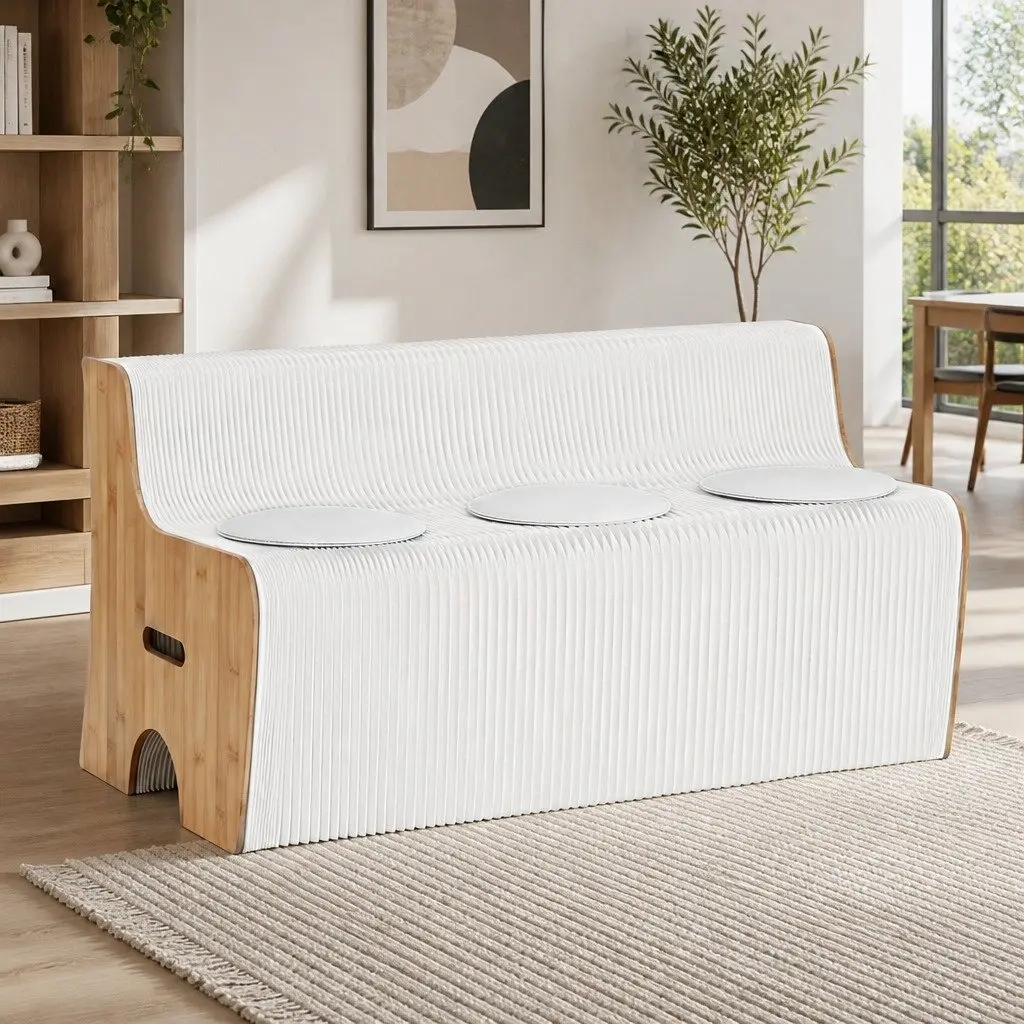Folding 3 Seater Sofa Bench with Cushions