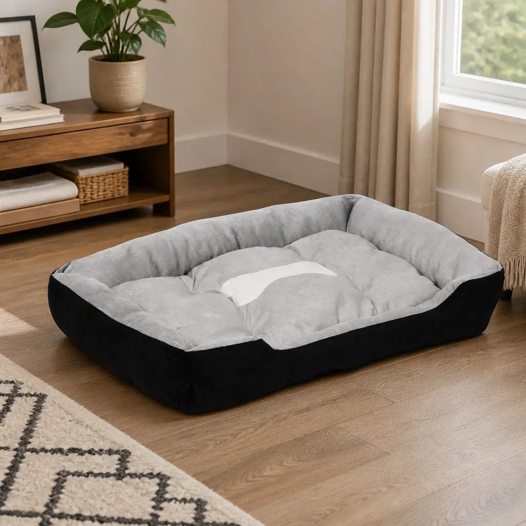 Pet Bed Oxford Cloth Large Grey Black or Grey Navy Mattress