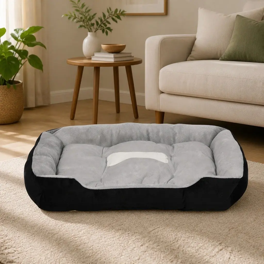Pet Bed Oxford Cloth Large Grey Black or Grey Navy Mattress