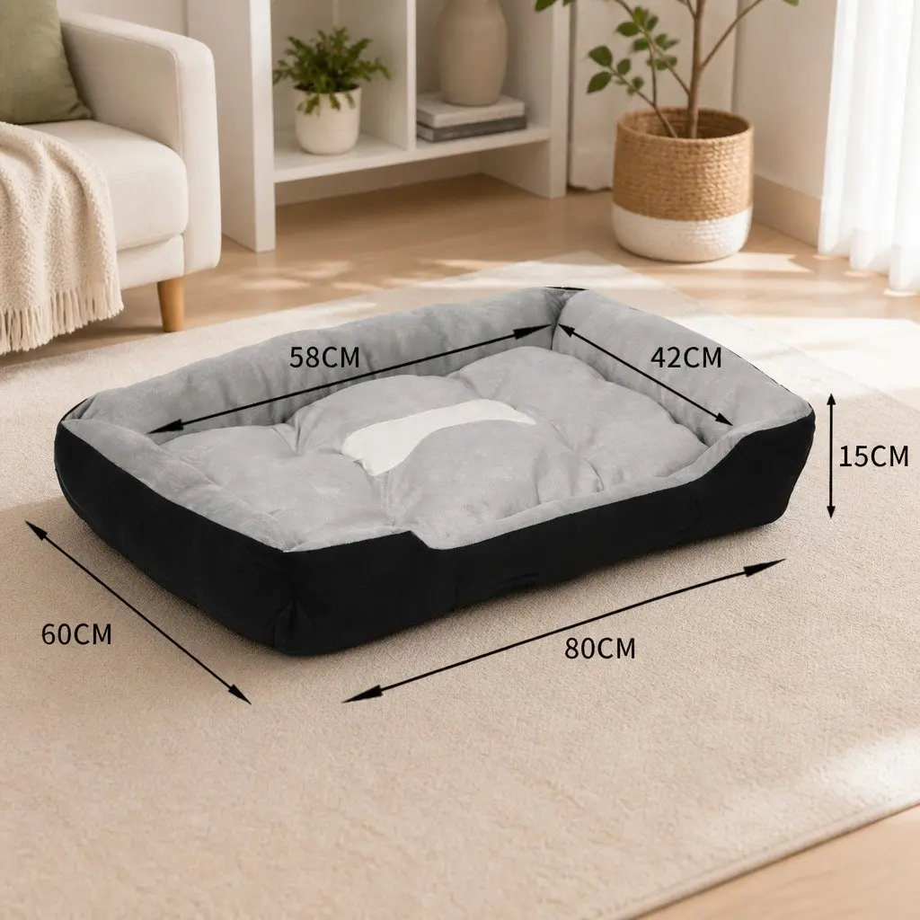 Pet Bed Oxford Cloth Large Grey Black or Grey Navy Mattress