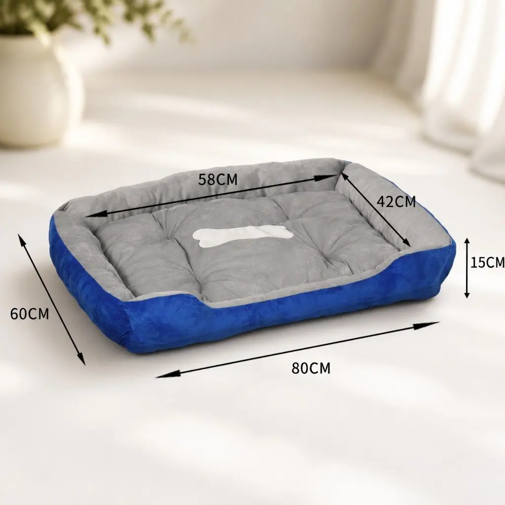 Pet Bed Dog Mattress Bedding Large Navy Washable Soft Cushion Sleep Mat