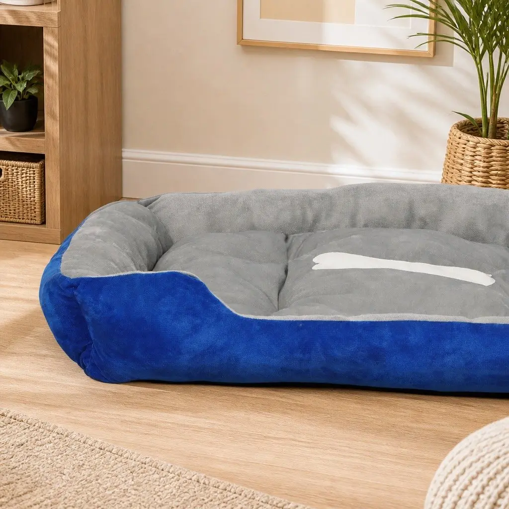 Pet Bed Dog Mattress Bedding Large Navy Washable Soft Cushion Sleep Mat