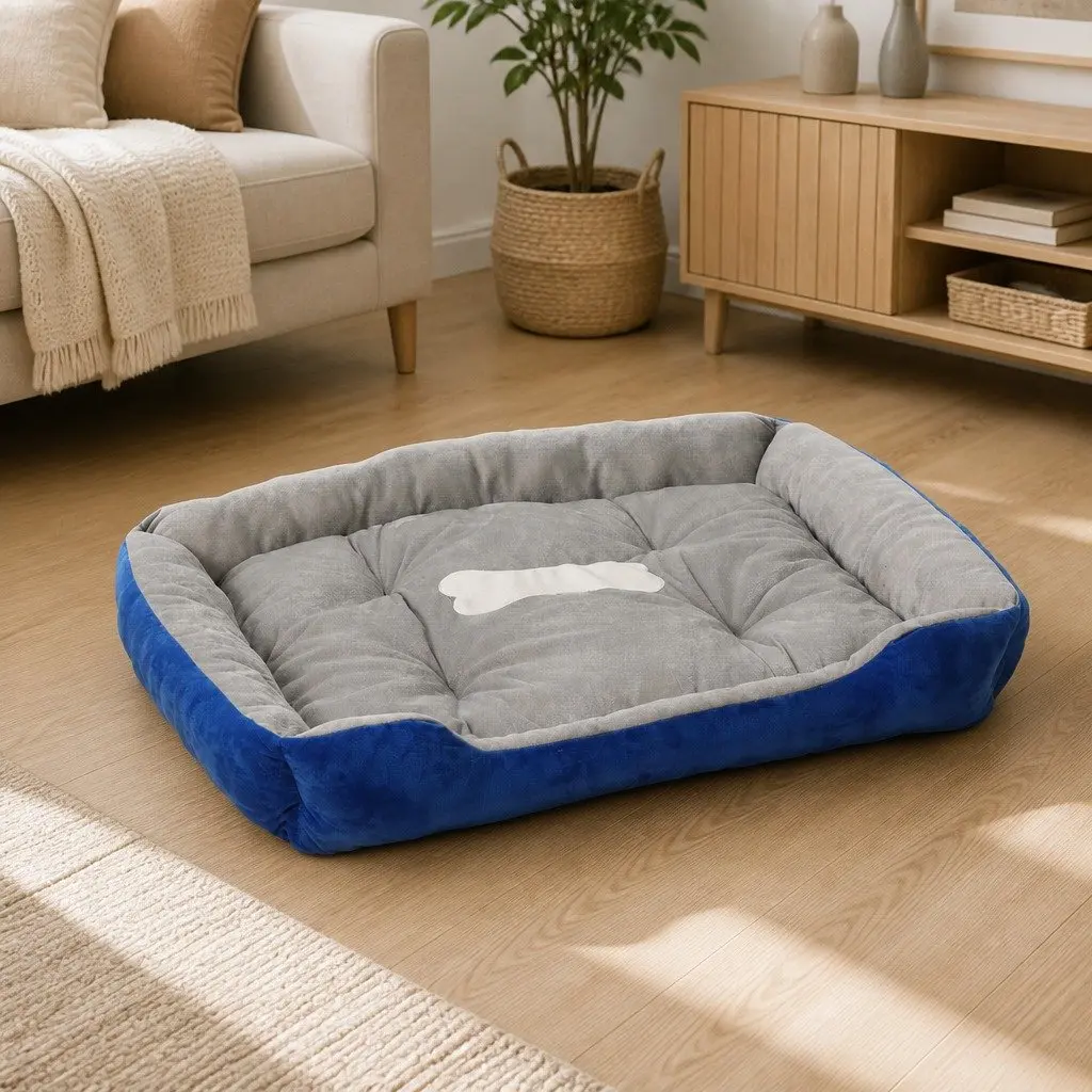 Medium Pet Bed Mattress in Navy and Grey