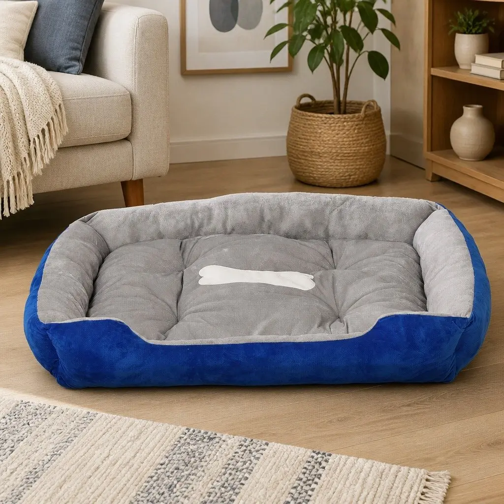 Medium Pet Bed Mattress in Navy and Grey