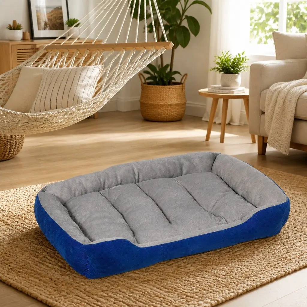 Medium Pet Bed Mattress in Navy and Grey