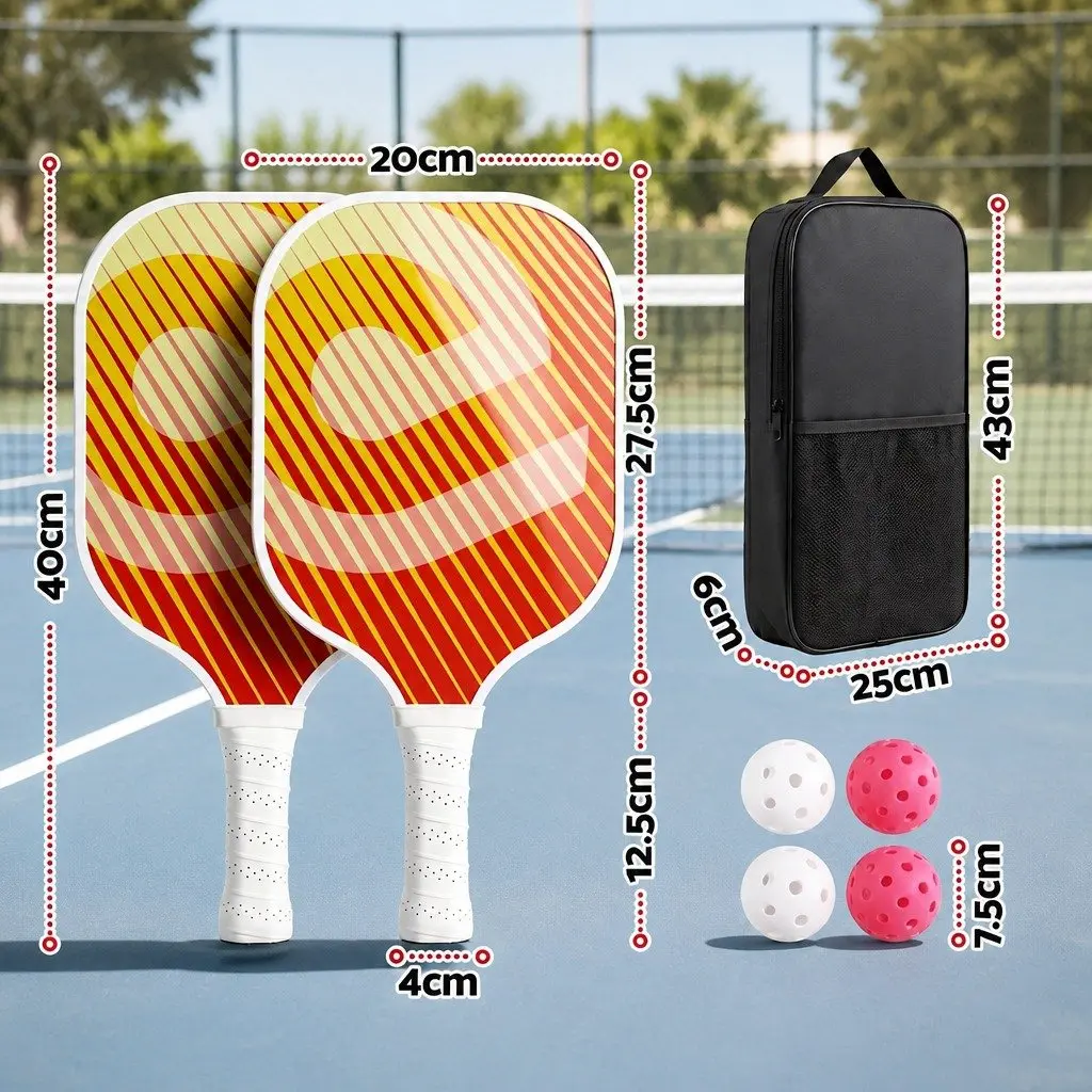 Honeycomb Core Fibreglass Pickleball Paddle Set with Bag