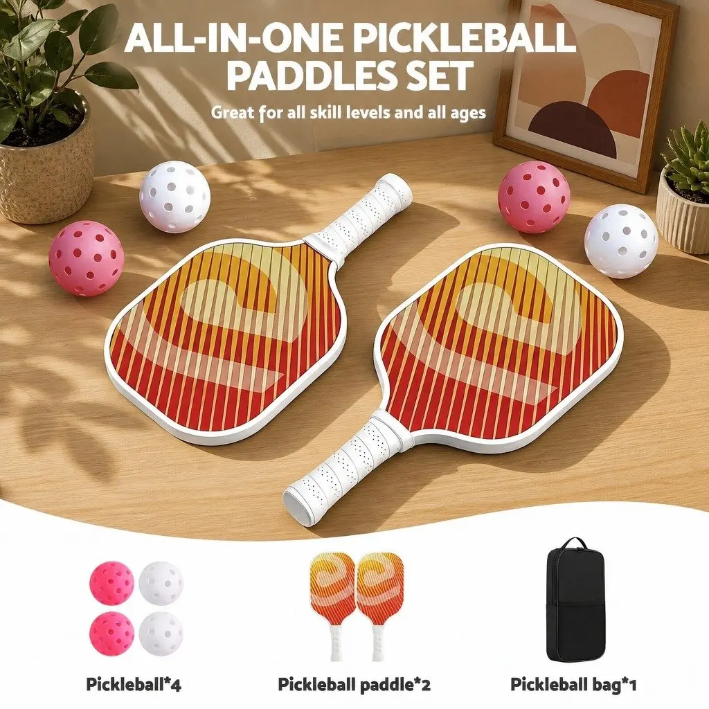 Honeycomb Core Fibreglass Pickleball Paddle Set with Bag