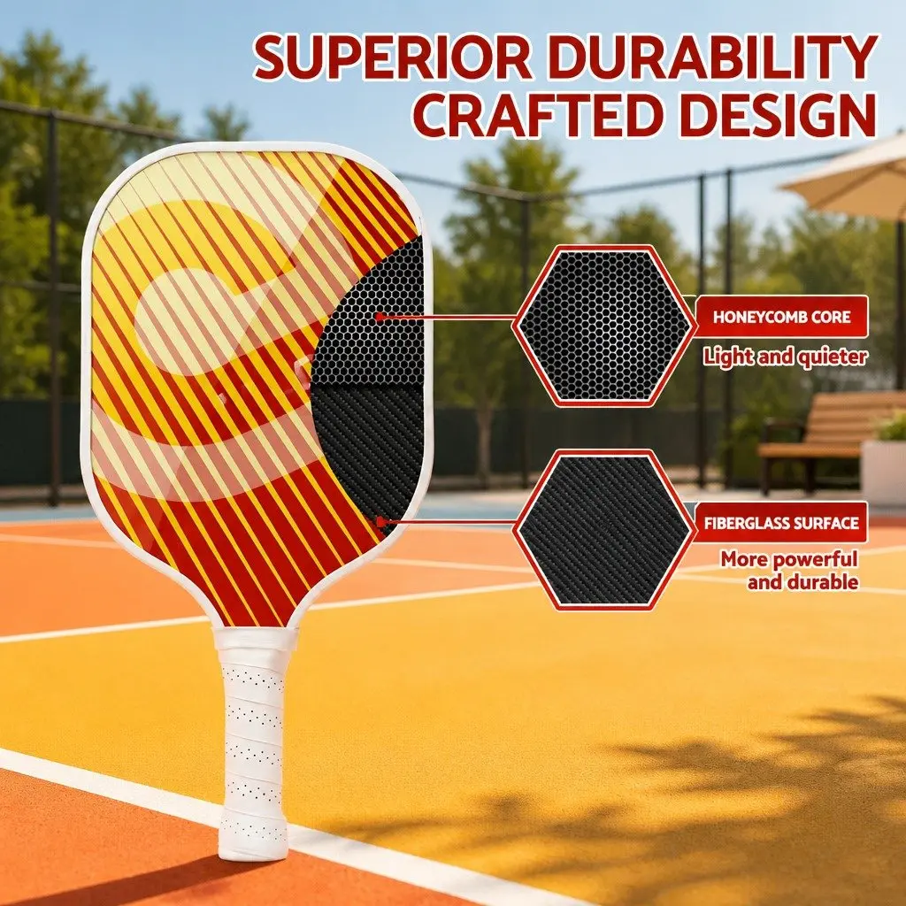 Honeycomb Core Fibreglass Pickleball Paddle Set with Bag