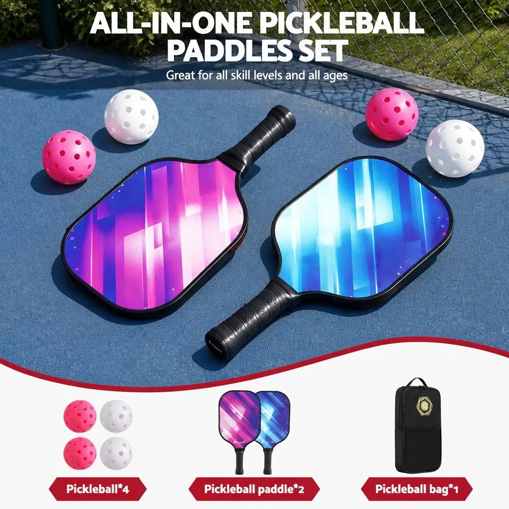 Honeycomb Core Pickleball Paddle Set with Storage Bag