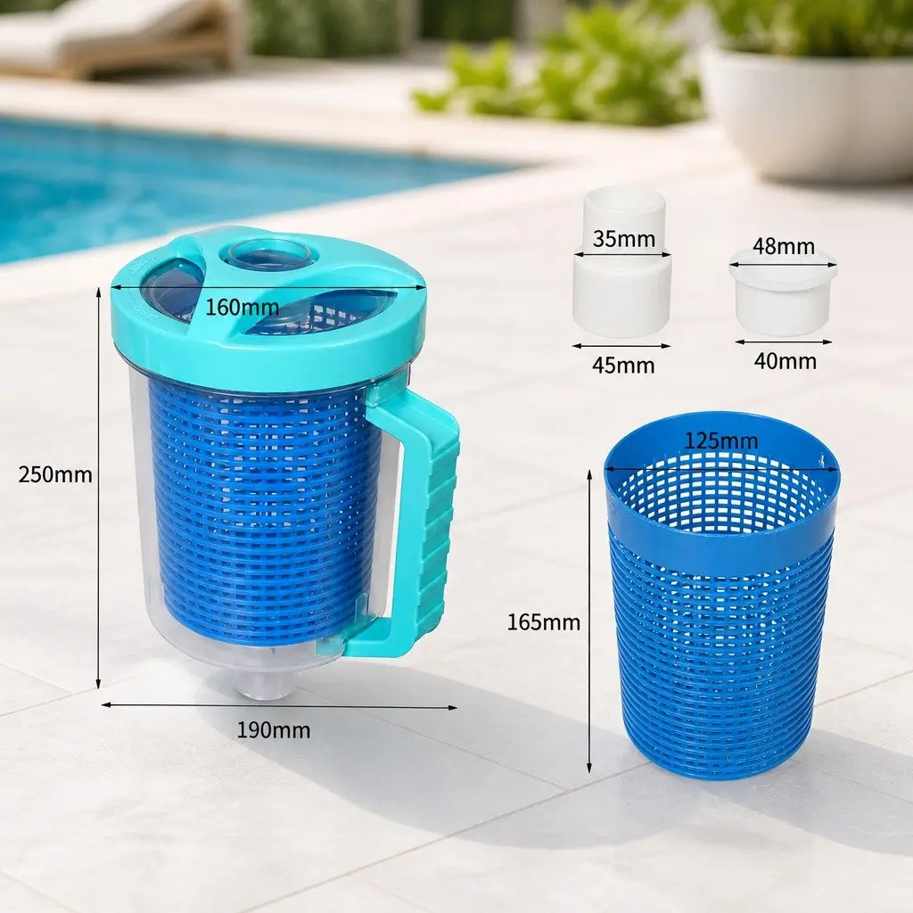 Pool Leaf Canister Suction Medium Clear Container Debris Catcher Filter System
