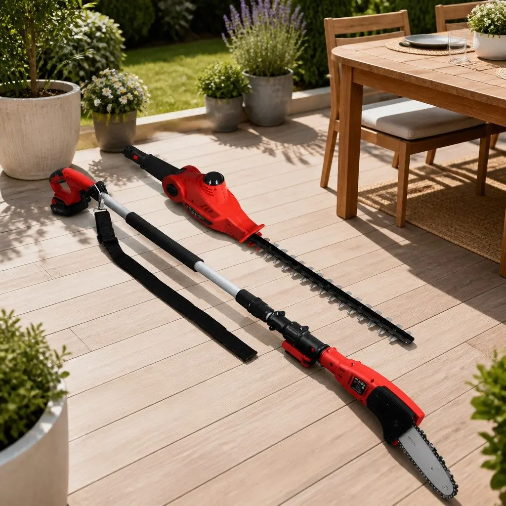 Cordless Chainsaw Trimmer 20V Lithium-ion Aluminium 8 Inch Red 2.7m Reach