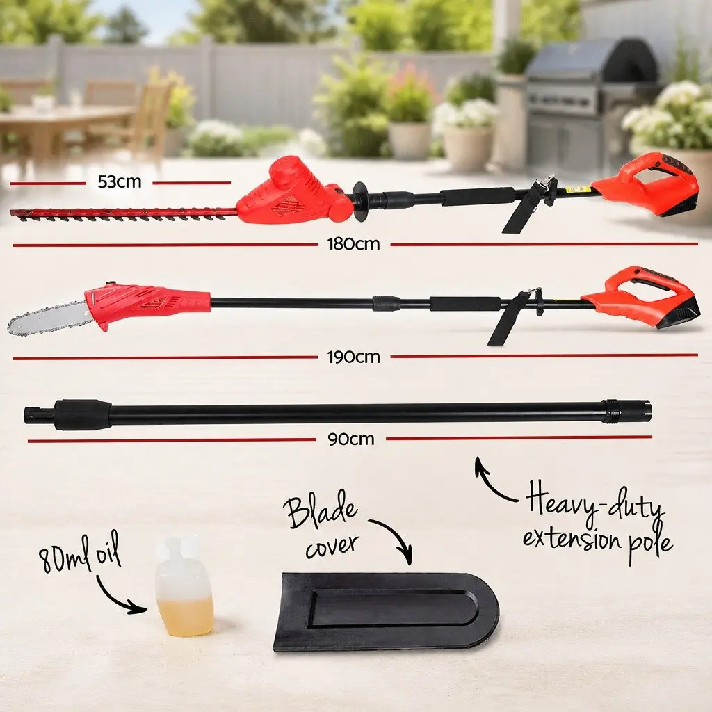 Cordless Pole Chainsaw and Trimmer with 8in Chain