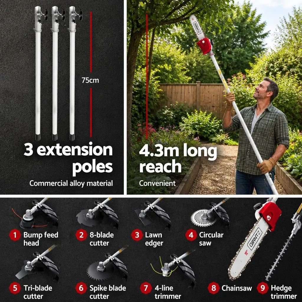 9 in 1 Pole Chainsaw with 52cc Engine