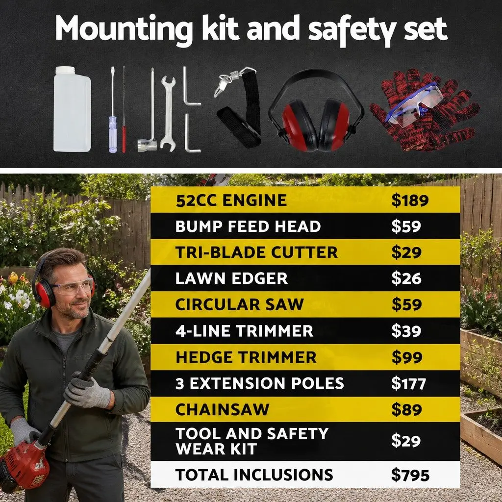 9 in 1 Pole Chainsaw with 52cc Engine