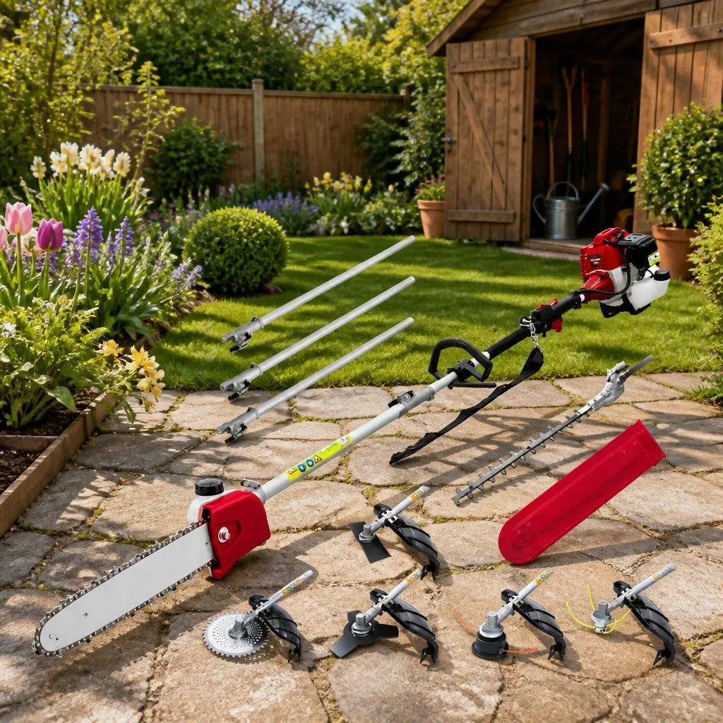 52cc Pole Chainsaw 2 Stroke Petrol Tree Pruner 12 Inch Bar 7 In 1 Garden Tool